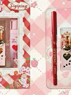 Pink & Red Lip Gloss and Lip Liner Set